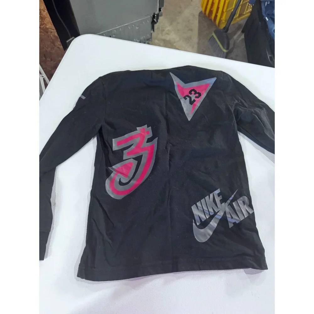 Jordan Flight Kids Long Sleeve Graphic T-Shirt Black Pink Size M 10-12Y